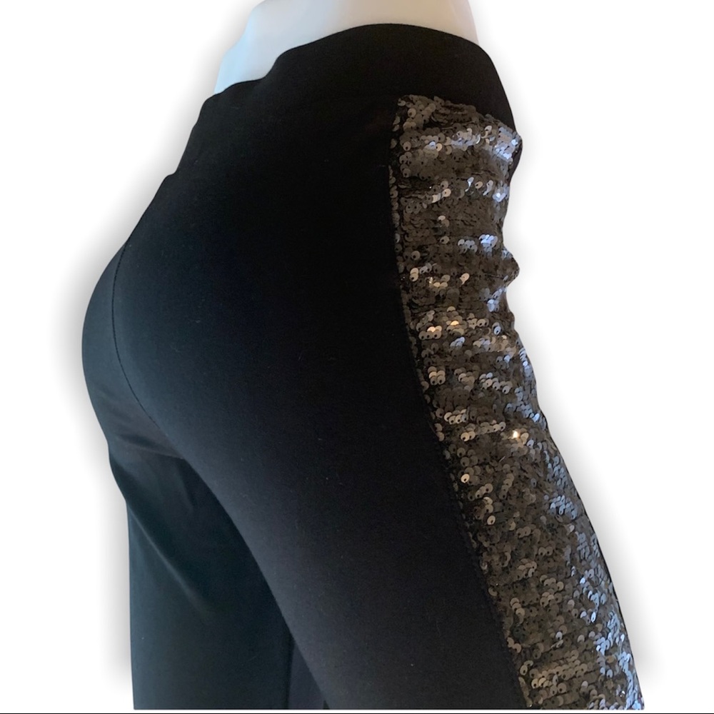 Nordstrom leggings size large black with dark gray silver sequins